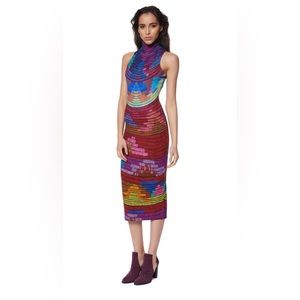Mara Hoffman Colorful Radial Turtleneck Midi Dress Large Size L